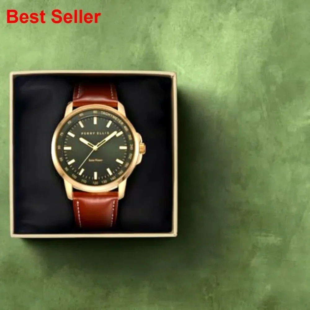 Solar Powered Vegan Leather Watch Water-Resistant 43mm Case